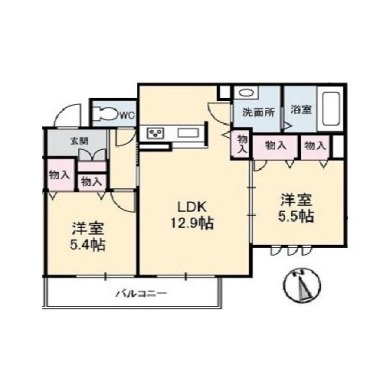 ベレオ中島田 202の間取り図