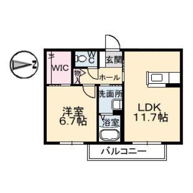 シャーメゾンアポロ 202の間取り図