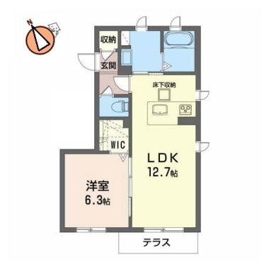 シャーメゾンフォーレ蔵本II 107の間取り図