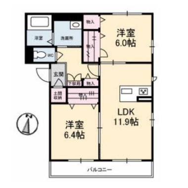 ベレオ新蔵 201の間取り図