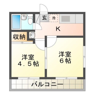 中昭和町 マンション 2K 401の間取り図