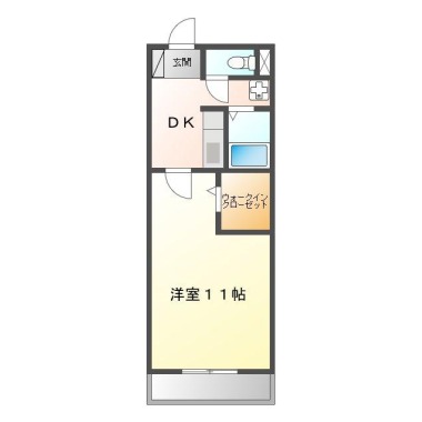 山城町 マンション 1DK 207の間取り図