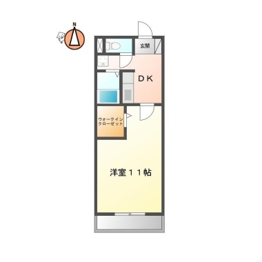 山城町 マンション 1DK 305の間取り図