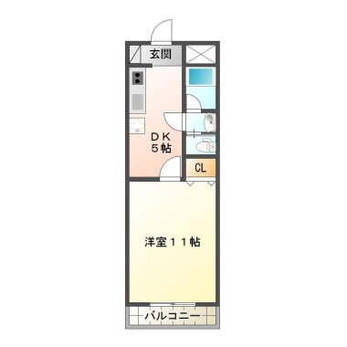 中常三島町 マンション 1DK 206の間取り図
