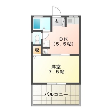 中島田町 アパート 1DK 201の間取り図