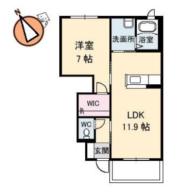 シャーメゾン南沖洲A A102の間取り図