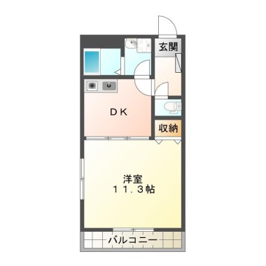 北佐古二番町 マンション 1DK 301の間取り図