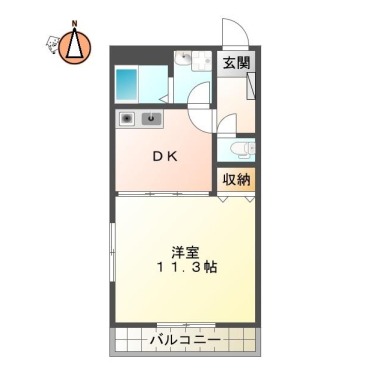 北佐古二番町 マンション 1DK 305の間取り図