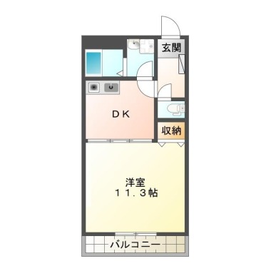 北佐古二番町 マンション 1DK 401の間取り図
