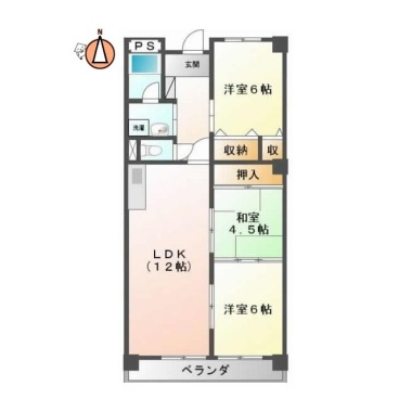 北矢三町 マンション 3LDK 102の間取り図