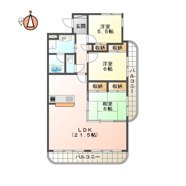 エクセルコート鈴江 201の間取り図