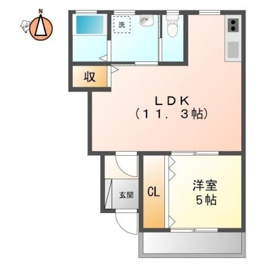 南庄町 アパート 1LDK 102の間取り図