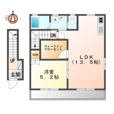 南庄町 アパート 1LDK 203の間取り図