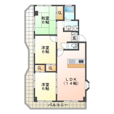 南田宮 マンション 3LDK 401の間取り図