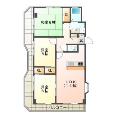 南田宮 マンション 3LDK 402の間取り図