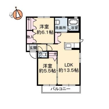 クラヴィエ南昭和 E棟 212の間取り図