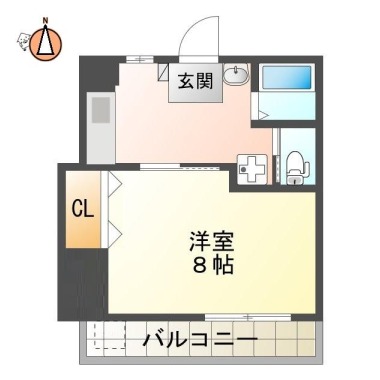 上助任町 マンション 1DK 402の間取り図