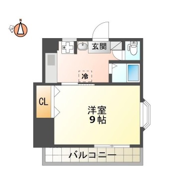 上助任町 マンション 1DK 405の間取り図