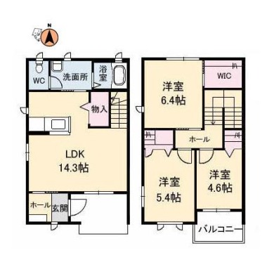 クラヴィエ北田宮B 103の間取り図