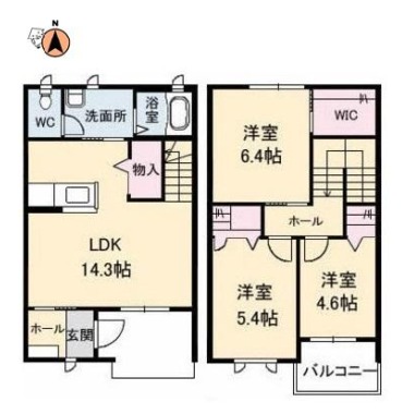 クラヴィエ北田宮B 105の間取り図