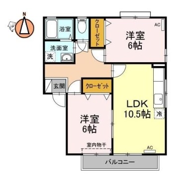 コスモタウンF棟 202の間取り図