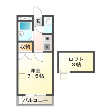 北島田町 アパート 1K 102の間取り図