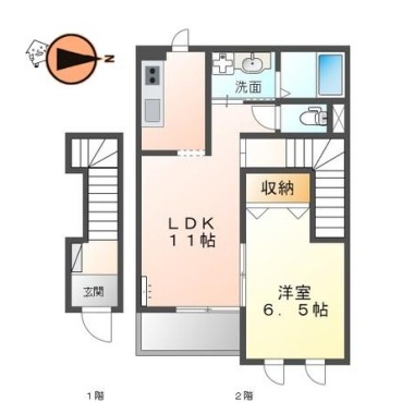 カネウロコ北矢三 206の間取り図