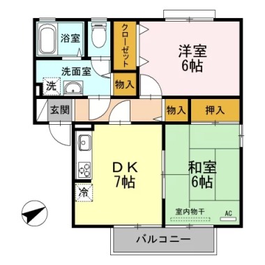 シャトル沖浜 A棟 A105の間取り図