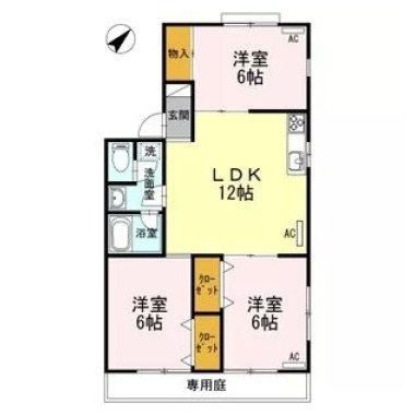 セジュール吉岡 A棟 A101の間取り図