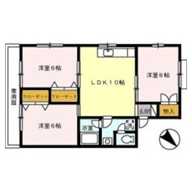 セジュール吉岡 C棟 C102の間取り図