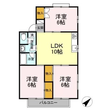 セジュール吉岡 C棟 C201の間取り図