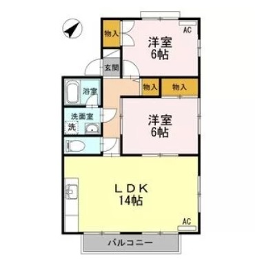 セジュール吉岡 D棟 D201の間取り図