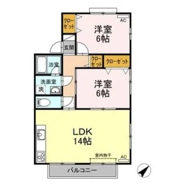 セジュール吉岡 E棟 E201の間取り図