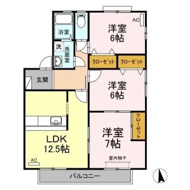 コスモタウン D棟 D201の間取り図