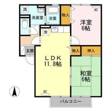 ファミール千鳥ヶ浜 205の間取り図