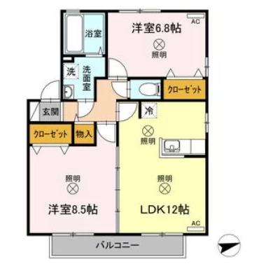 リビングタウン鳴門 A棟 A201の間取り図