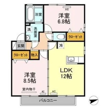 リビングタウン鳴門 B棟 B201の間取り図