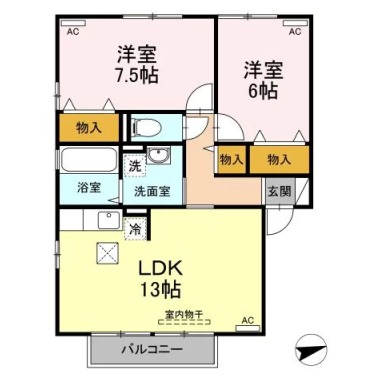 リビングタウン鳴門 C棟 C101の間取り図
