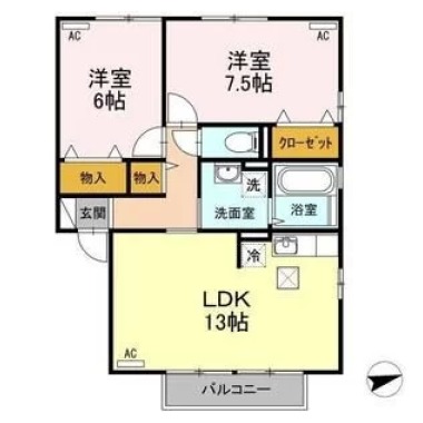 リビングタウン鳴門 C棟 C102の間取り図