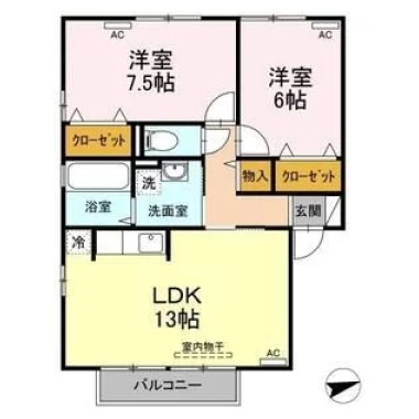 リビングタウン鳴門 C棟 C201の間取り図