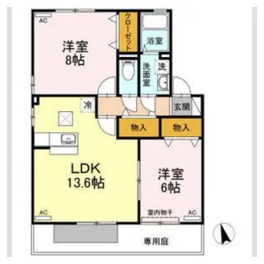 シャルマン ヴィラ B棟 B102の間取り図