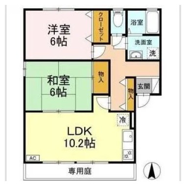ラポール宮内 A棟 A101の間取り図