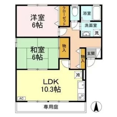 ラポール宮内 B棟 B101の間取り図