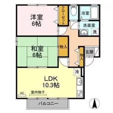 ラポール宮内 B棟 B201の間取り図