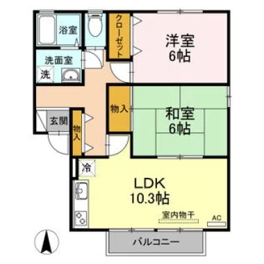 ラポール宮内 B棟 B202の間取り図