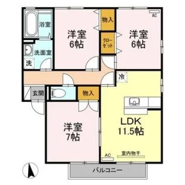 ウィルコート E棟 E202の間取り図