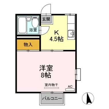 コーポライブラリー B棟 B104の間取り図
