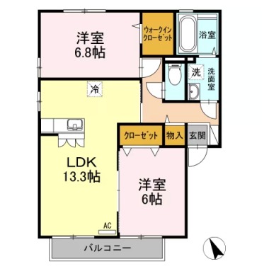 ディアコート K A棟 A201の間取り図