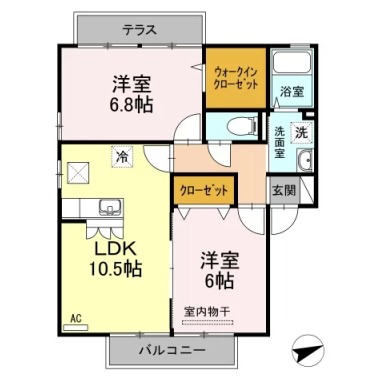 ディアコート K B棟 B101の間取り図