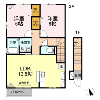 ディアコート弐番館 C棟 C201の間取り図